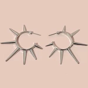 Silver Spiked Hoop Earrings